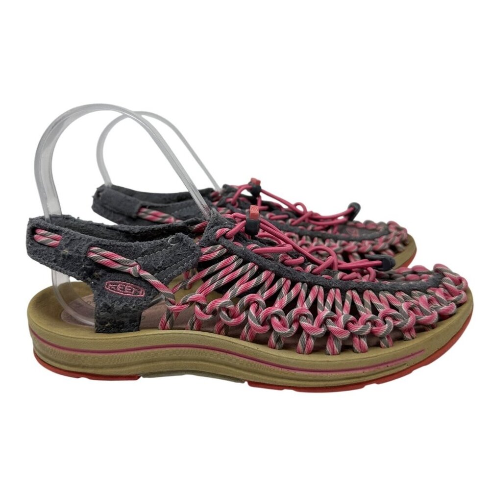 Keen Womens Uneek Sandals Pink & Gray Braided Slip On Sandals Size 7.5